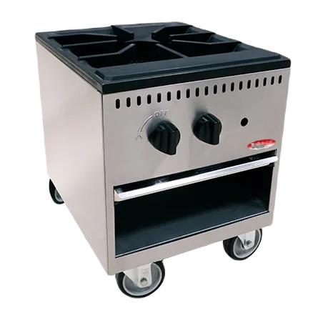 BakeMax America BASPS001 Commercial Countertop Single Burner Manual Gas Stock Pot (90,000 BTU)