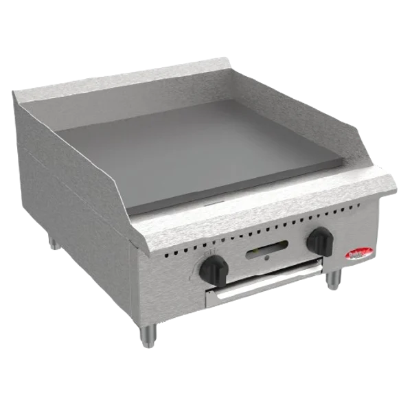 BakeMax BACG24 Commercial Countertop 24" Manual Gas Griddle – 60,000 BTU