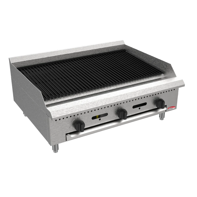 BakeMax BACGG36 36" Commercial Countertop Radiant Gas Charbroiler – 90,000 BTU