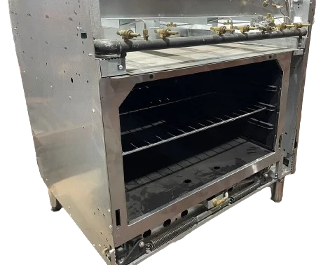 BakeMax BAS24O Commercial 24" 4-Burner Gas Range with Bakery Oven (130,000 BTU)