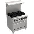 BakeMax BAS36O Commercial 36" 6-Burner Gas Range with Bakery Oven (NG/LP)