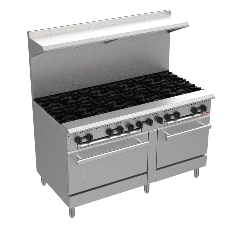 BakeMax BAS60O Commercial 60" 10-Burner Gas Range with Dual Bakery Ovens