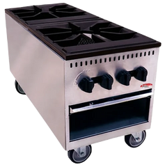 BakeMax BASPS002 Commercial Countertop Dual Burner Manual Gas Stock Pot Range - 180,000 BTU