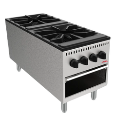 BakeMax BASPS002 Commercial Countertop Dual Burner Manual Gas Stock Pot Range - 180,000 BTU