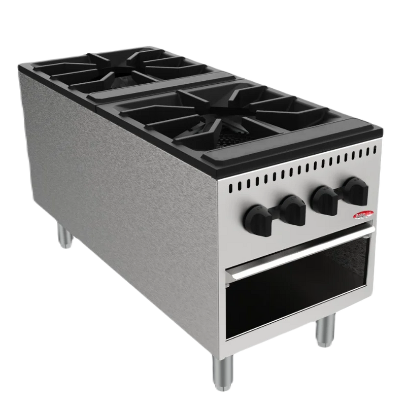 BakeMax BASPS002 Commercial Countertop Dual Burner Manual Gas Stock Pot Range - 180,000 BTU
