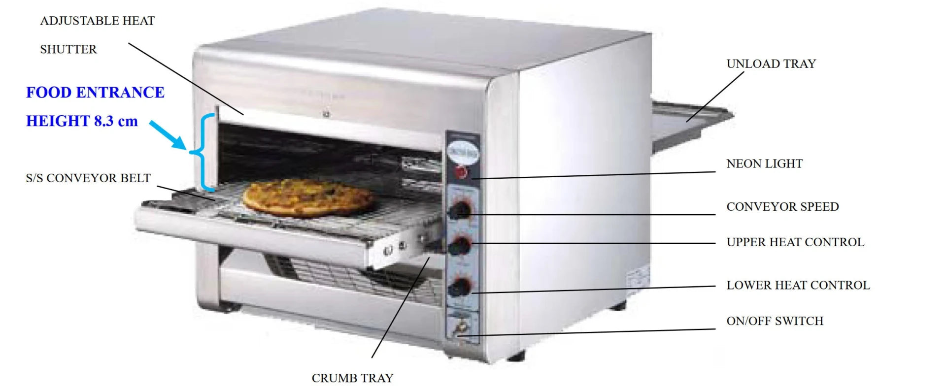 BakeMax BMCB001 Commercial Countertop Electric 14" Conveyor Baker Pizza Oven