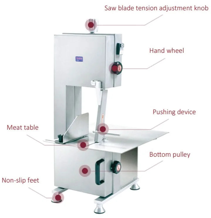 BakeMax BMCBS01 Titan Series Countertop Electric 1HP Frozen Meat & Bone Saw (3 Blades)