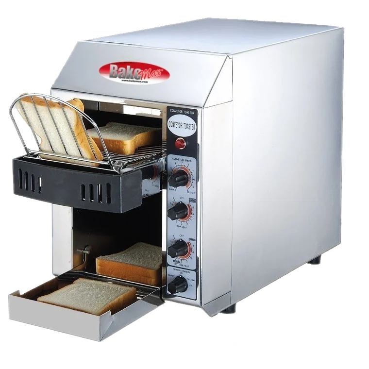 BakeMax BMCT150 Commercial Countertop Electric 1-Slice Wide Conveyor Toaster (120V)