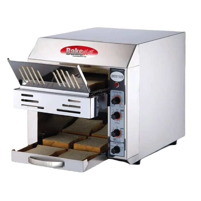 BakeMax BMCT305 Commercial Countertop Electric 2-Slice Wide Conveyor Toaster (120V)