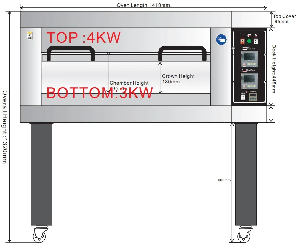 BakeMax BMDDD01 Single Deck Two Pan Wide Floor Model Electric Artisan Stone Deck Oven