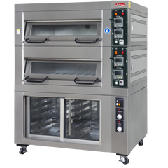 BakeMax BMDDD02 Two-Deck Two-Pan Wide Floor Model Electric Artisan Stone Deck Oven