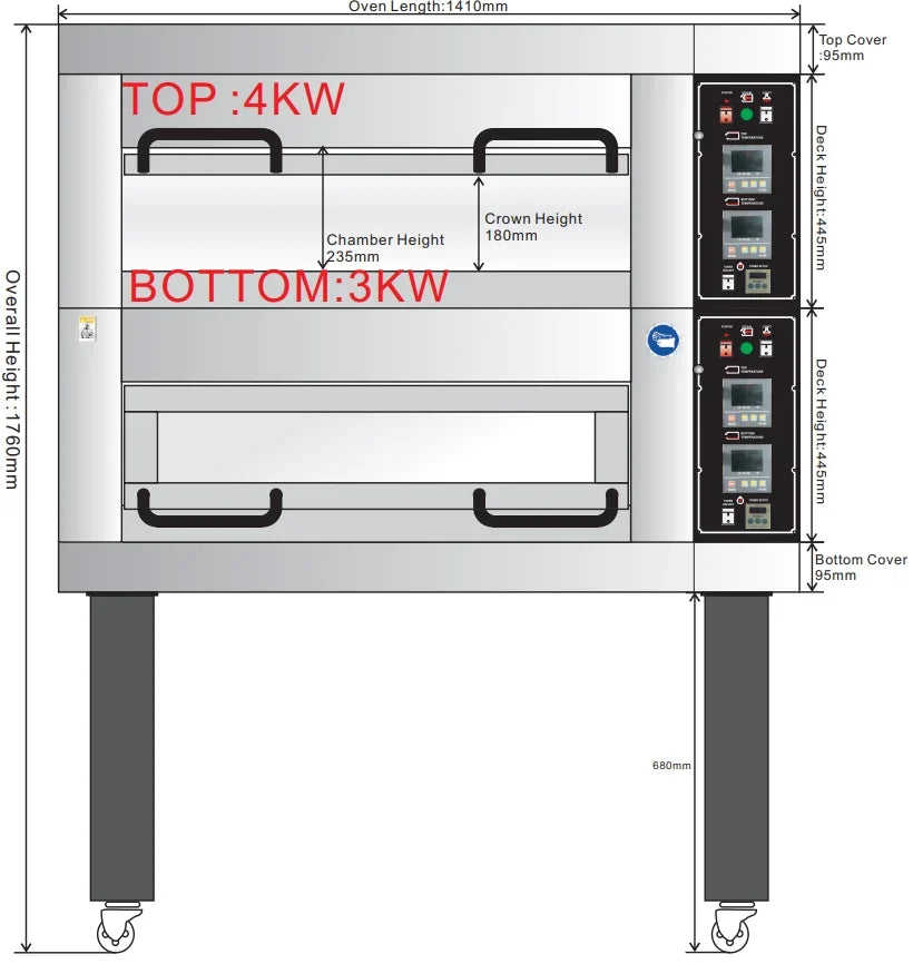 BakeMax BMDDD02 Two-Deck Two-Pan Wide Floor Model Electric Artisan Stone Deck Oven