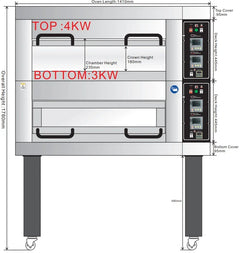 BakeMax BMDDD02 Two-Deck Two-Pan Wide Floor Model Electric Artisan Stone Deck Oven