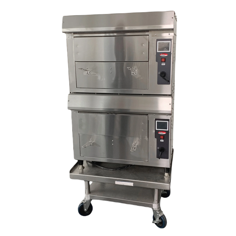 BakeMax BMDGF5 Commercial Floor Model Electric Double Stacked Greaseless Forced Air Fryer (208/220V, 1Ph, NEMA 6-30R)