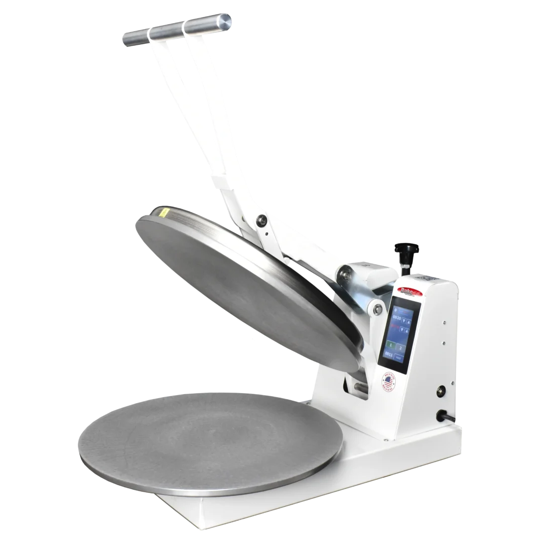 BakeMax BMDM18 Commercial Countertop Manual Pizza Press w/ Heated Upper Platen, 18"
