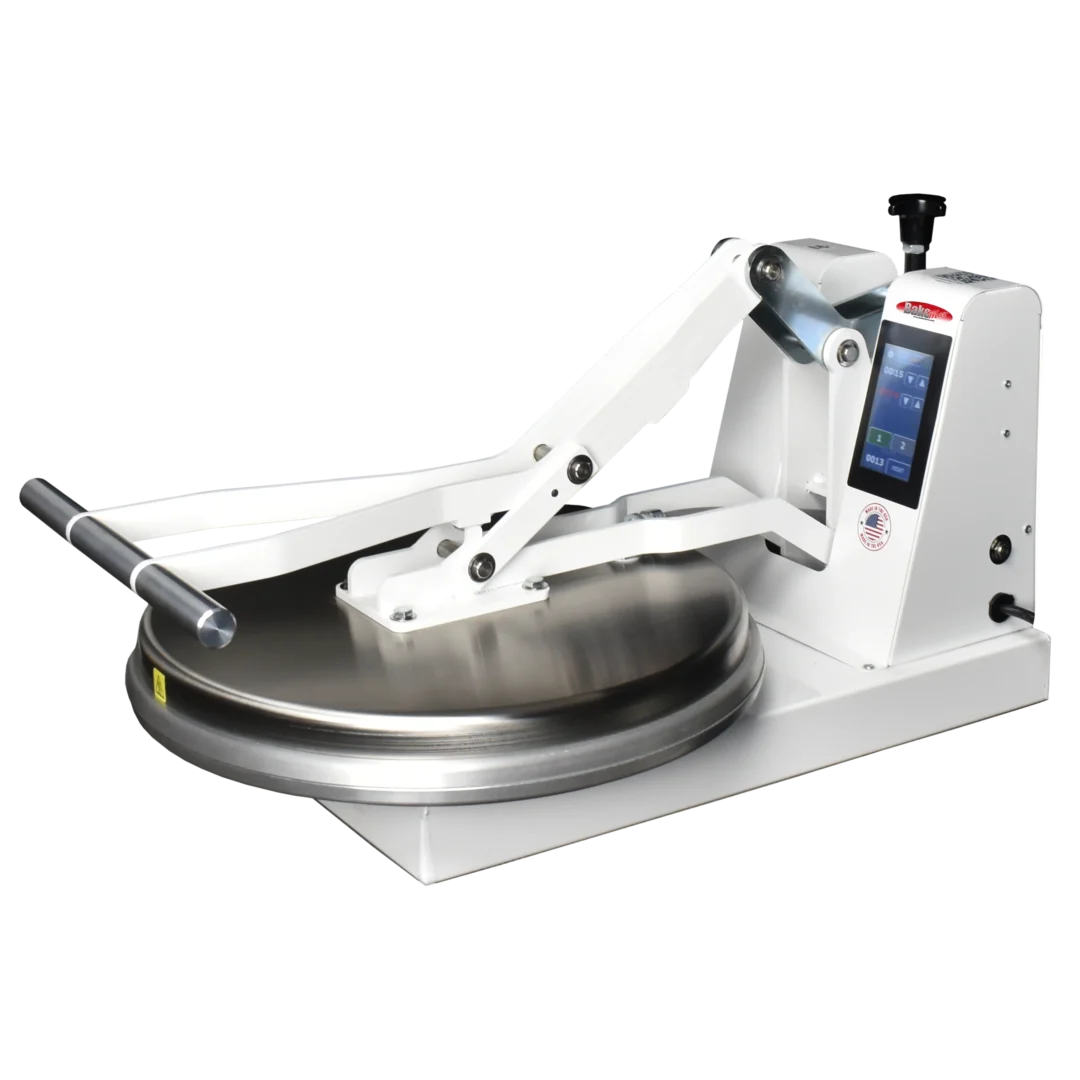 BakeMax BMDM18 Commercial Countertop Manual Pizza Press w/ Heated Upper Platen, 18"