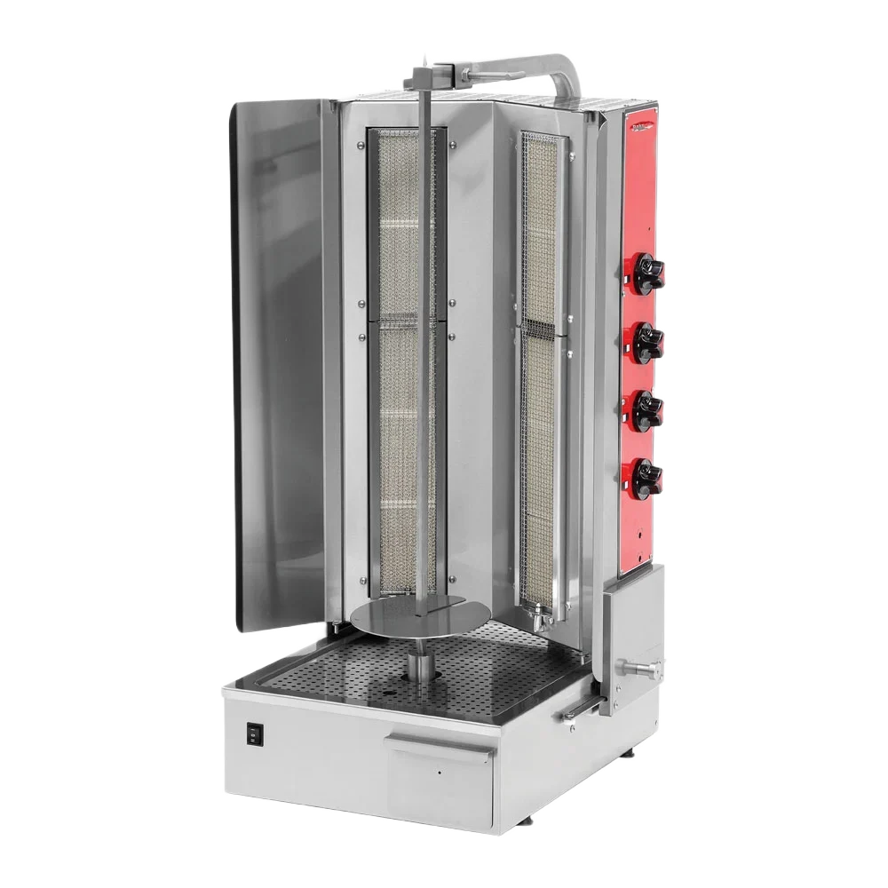 BakeMax BMDN1522R4 Commercial Heavy-Duty 4-Burner Gas Shawarma / Donair Machine (33.5" Spit)