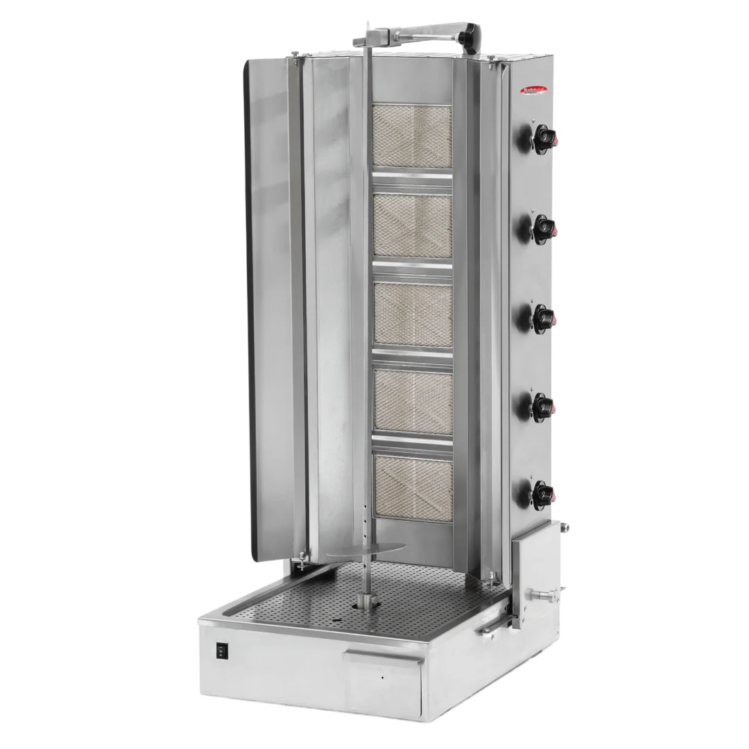 BakeMax BMDN1525 Commercial Heavy-Duty 5-Burner Gas Shawarma / Donair Machine (46" Spit)