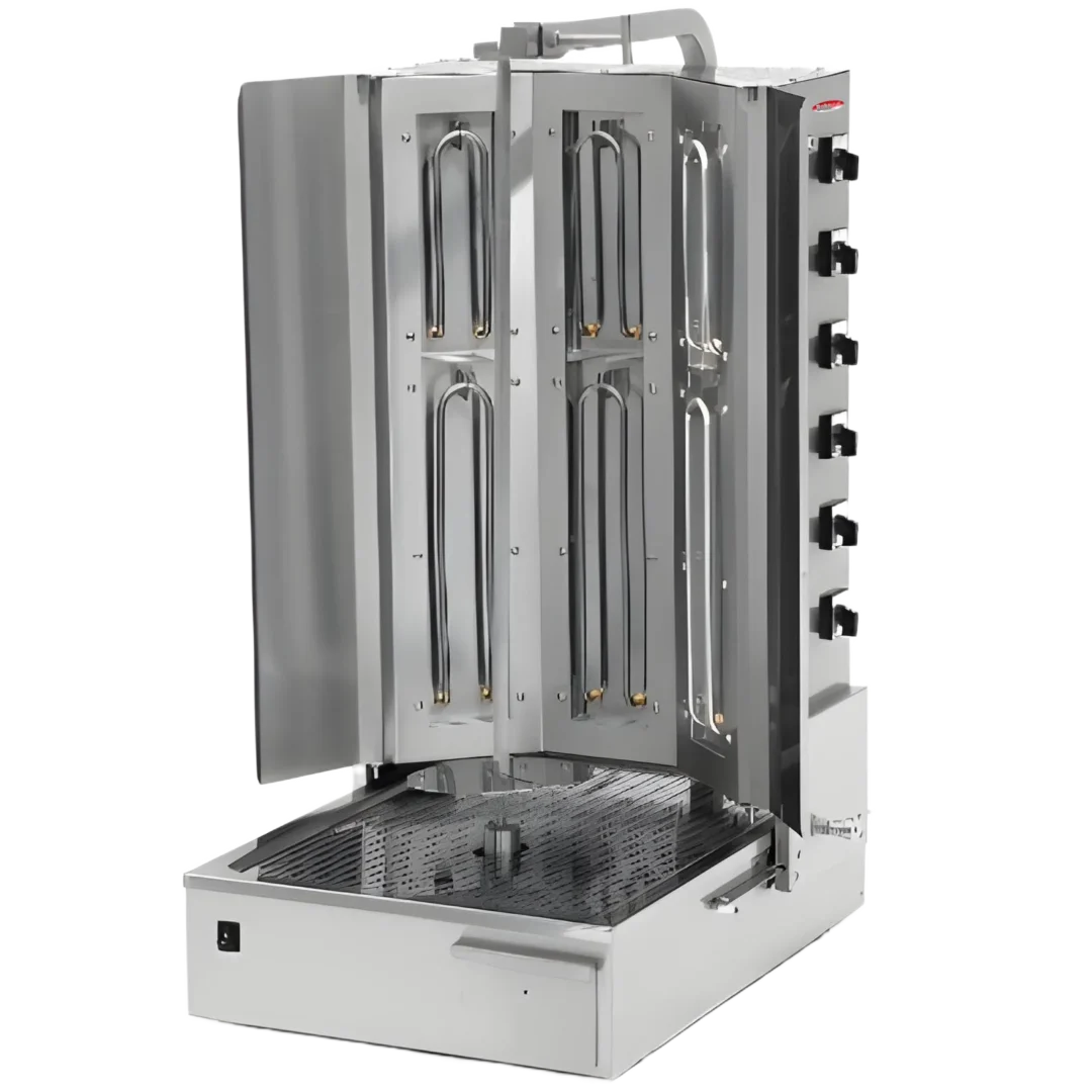 BakeMax BMDN1703R Heavy Duty Commercial Electric 6-Burner Shawarma Machine, 180 lb Capacity, 208V 3Ph, 8100W