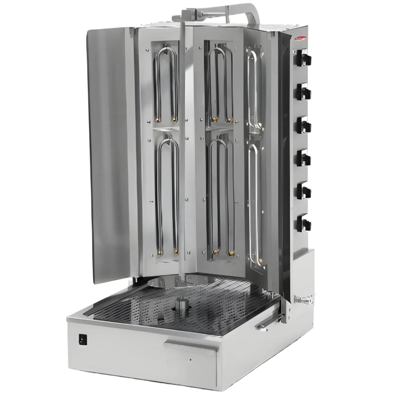 BakeMax BMDN1703R Heavy Duty Commercial Electric 6-Burner Shawarma Machine, 180 lb Capacity, 208V 3Ph, 8100W