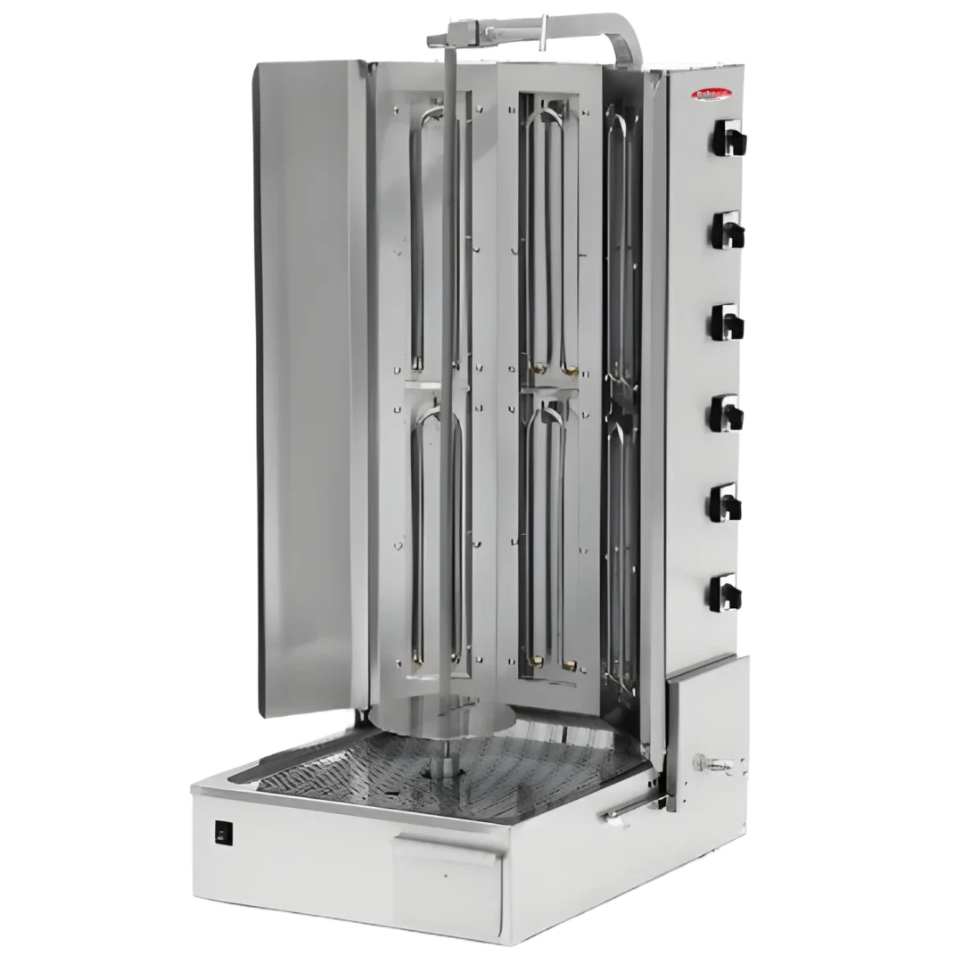 BakeMax BMDN1713R Heavy Duty Commercial Electric 6-Burner Shawarma Machine (220 lb, 9000W, 208V 3Ph)