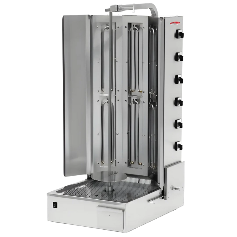 BakeMax BMDN1713R Heavy Duty Commercial Electric 6-Burner Shawarma Machine (220 lb, 9000W, 208V 3Ph)