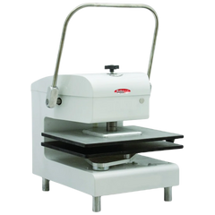 BakeMax BMDXMCPW Countertop Commercial Manual Cold Meat Press - White Powder Coat, 16 x 20 PTFE Platens