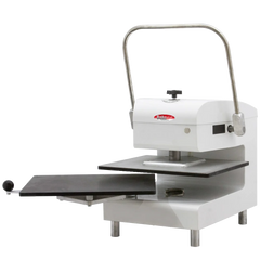 BakeMax BMDXMCPW Countertop Commercial Manual Cold Meat Press - White Powder Coat, 16 x 20 PTFE Platens