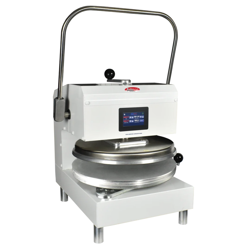 BakeMax BMDXMW Commercial Countertop Manual Single-Heat Dough Press, 18" Capacity, White Powder Coat