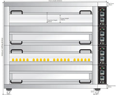 BakeMax BMFD004 4-Deck 4-Pan Wide Floor Model Electric Artisan Stone Deck Oven