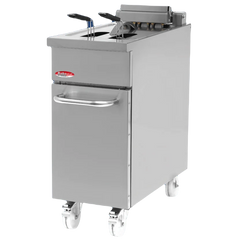 BakeMax BMPLS7FE010 Heavy Duty Commercial Electric Floor Fryer 18L/40 lb with Lift-Up Heating Elements