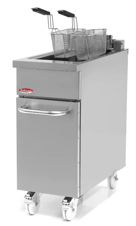 BakeMax BMPLS7FE010 Heavy Duty Commercial Electric Floor Fryer 18L/40 lb with Lift-Up Heating Elements