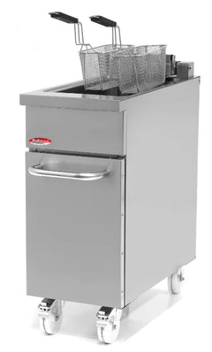 BakeMax BMPLS7FE010 Heavy Duty Commercial Electric Floor Fryer 18L/40 lb with Lift-Up Heating Elements
