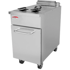 BakeMax BMPLS7FE030 Commercial Electric Floor Fryer, 34L/75 lb, 19kW, 208V 3Ph, Tilt-Up Elements