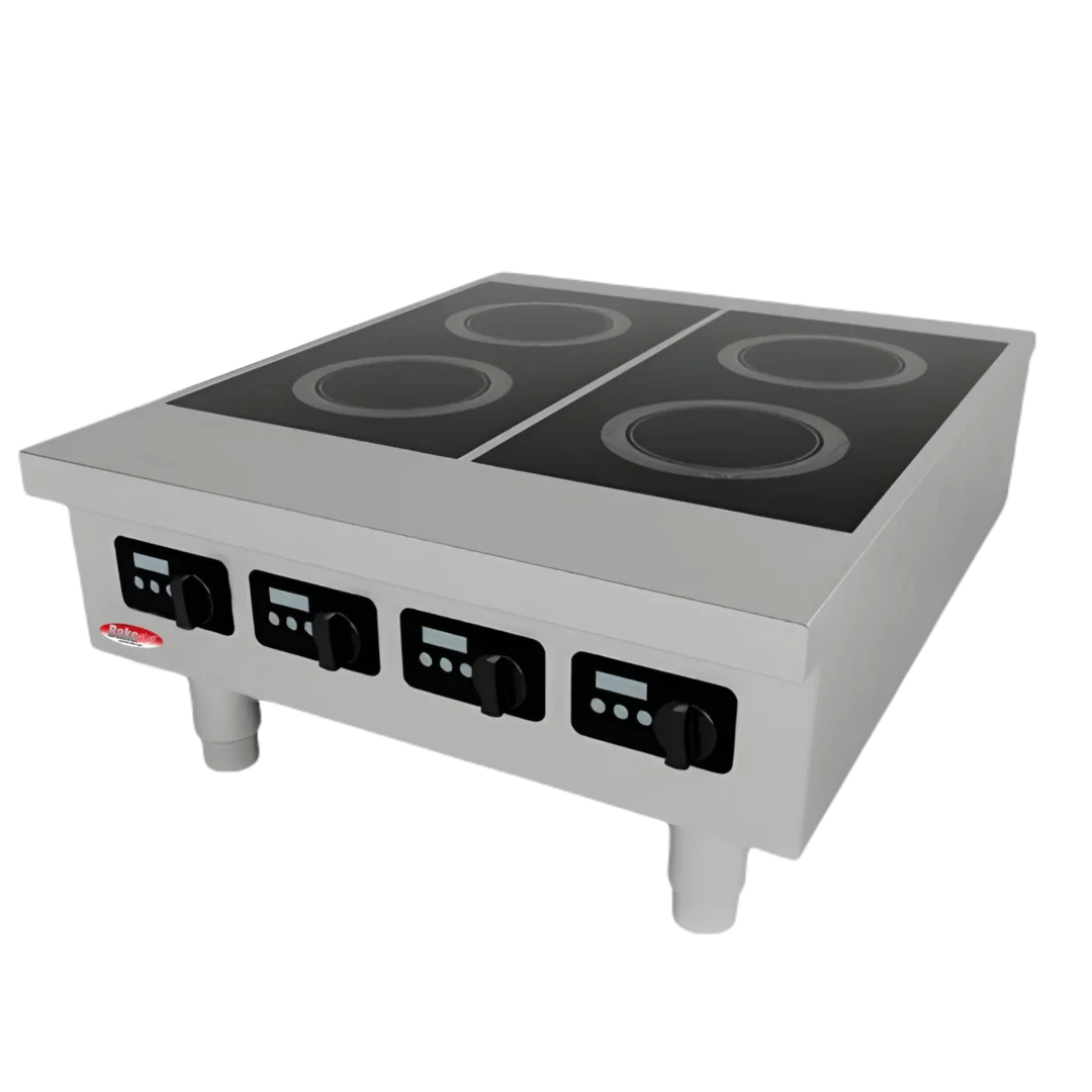 BakeMax BMPLS7IND020 Countertop 4-Burner Electric Induction Cooker, 12,000W, 208V 3Ph