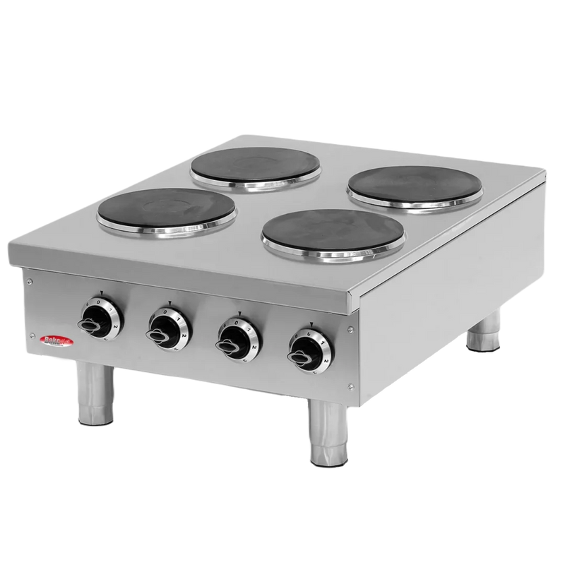 BakeMax BMPLS7KE020 Heavy Duty Commercial Countertop 4 Burner Electric Hot Plate, 8000W, 208V 3Ph