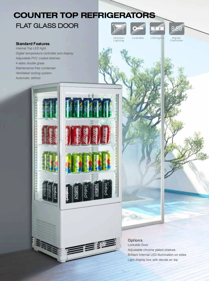 BakeMax BMRCD02 Titan Series Countertop Refrigerated Display Case (2-Door Pass-Through)