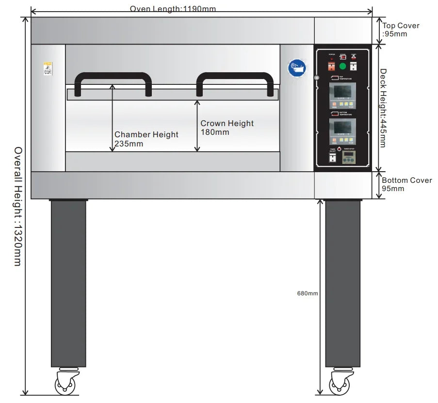 BakeMax BMSD001 Single Deck One Pan Wide Floor Model Electric Artisan Stone Deck Oven (220V, 4000W)