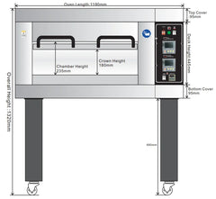 BakeMax BMSD001 Single Deck One Pan Wide Floor Model Electric Artisan Stone Deck Oven (220V, 4000W)