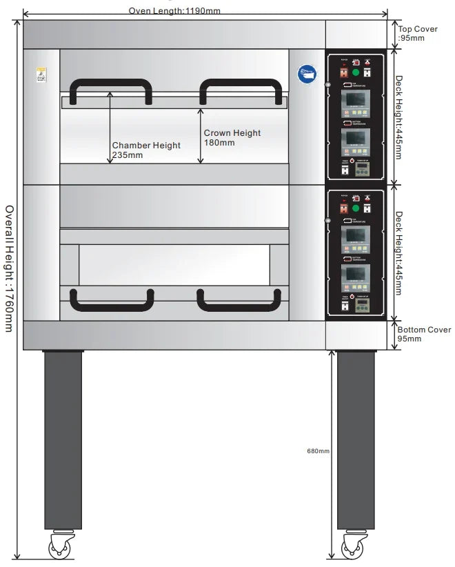 BakeMax BMSD002 Two Deck One Pan Wide Floor Model Electric Artisan Stone Deck Oven