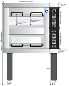 BakeMax BMSD002 Two Deck One Pan Wide Floor Model Electric Artisan Stone Deck Oven