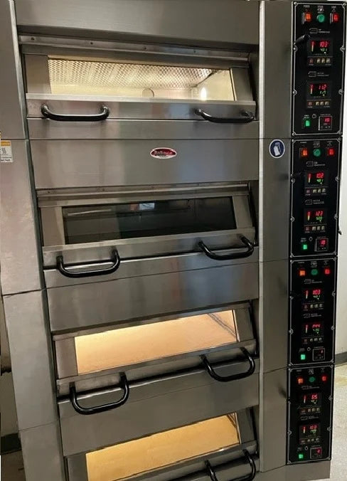 BakeMax BMSD003 Three Deck One Pan Wide Floor Model Electric Artisan Stone Deck Oven