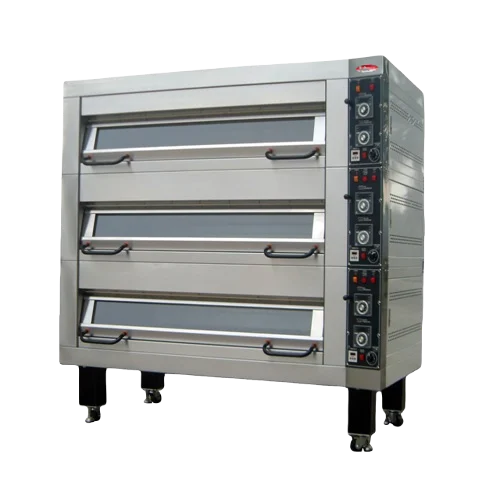 BakeMax BMSD004 4-Deck 1-Pan Wide Floor Model Electric Stone Deck Oven (220V, 3Ph)