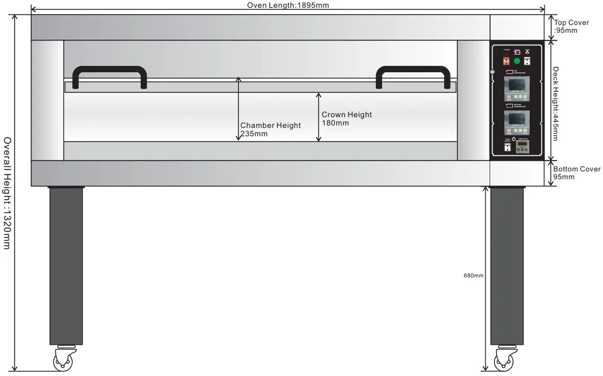 BakeMax BMTD001 Single Deck Three Pan Wide Floor Model Electric Artisan Stone Deck Oven