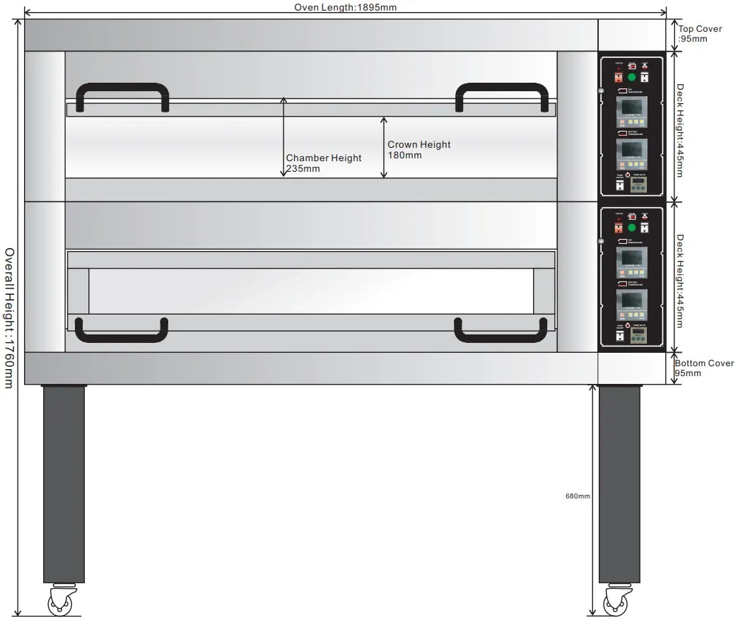 BakeMax BMTD002 Two Deck Three Pan Wide Floor Model Electric Artisan Stone Deck Oven