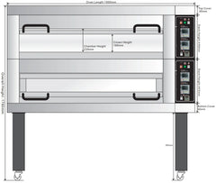 BakeMax BMTD002 Two Deck Three Pan Wide Floor Model Electric Artisan Stone Deck Oven