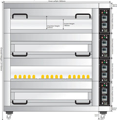 BakeMax BMTD004 4-Deck 3-Pan Wide Floor Model Electric Artisan Stone Deck Oven (220V 3Ph)