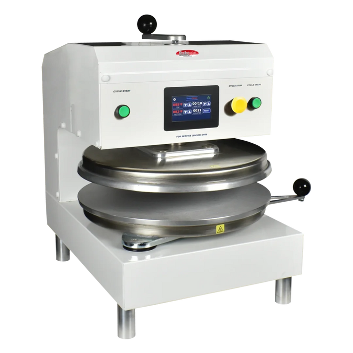 BakeMax BMTXE218W Commercial Countertop Swing Away Dual-Heat 18" Dough Press (LCD Touchscreen)