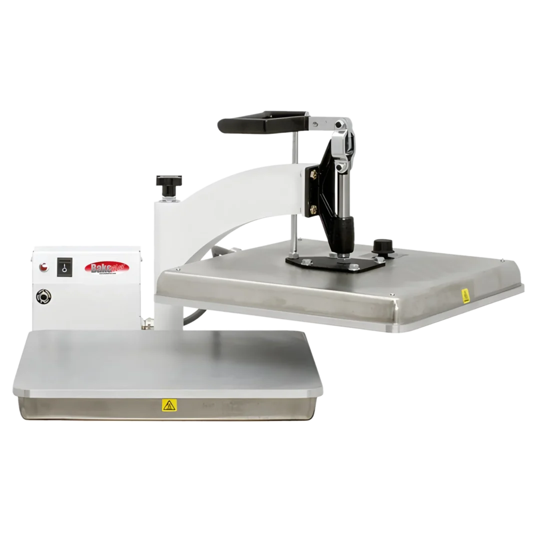 BakeMax BMTXM15 Countertop Swing-Away 15" x 15" Manual Dual Heat Tortilla Press (White Powder Coat)