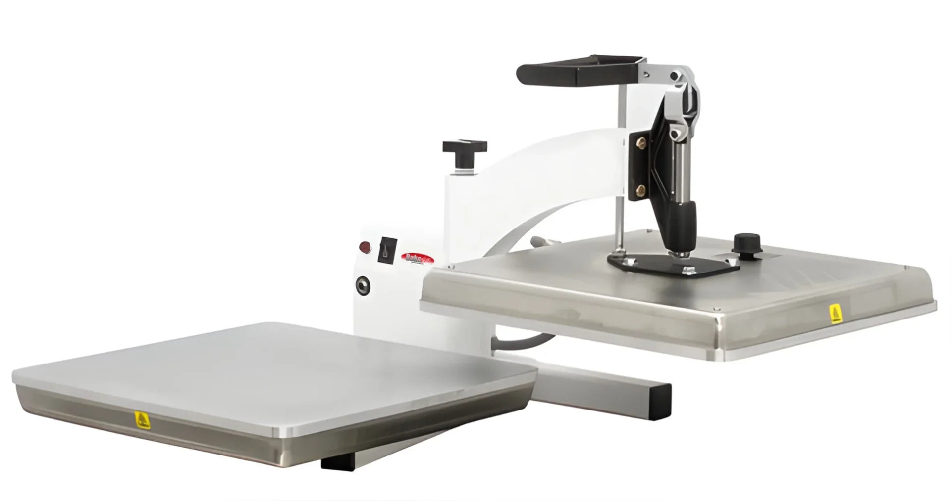 BakeMax BMTXM15 Countertop Swing-Away 15" x 15" Manual Dual Heat Tortilla Press (White Powder Coat)